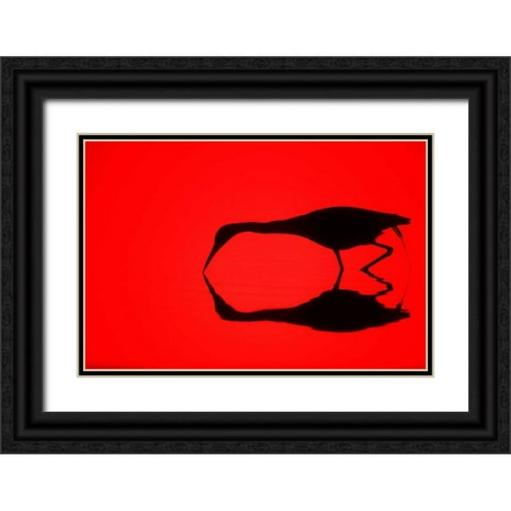 Morris, Arthur 18x13 Black Ornate Wood Framed with Double Matting Museum Art Print Titled - FL, Ding Darling NWR Silhouette of a heron
