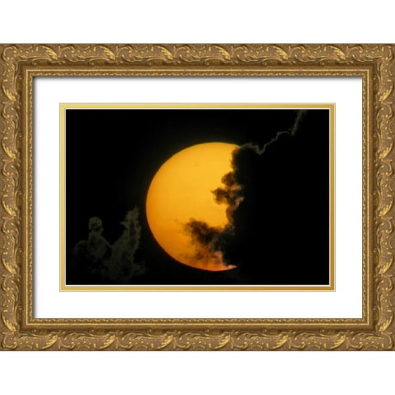 Morris, Arthur 18x13 Gold Ornate Wood Framed with Double Matting Museum Art Print Titled - FL, Fort De Soto Park Dark clouds at sunset