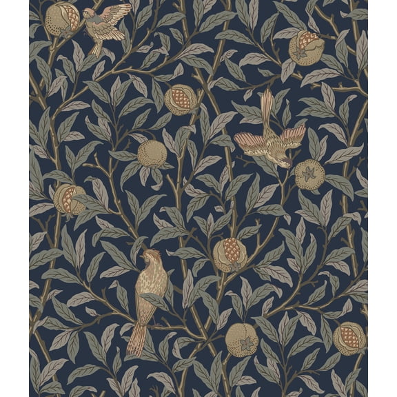 Morris & Co. Bird and Pomegranate Indigo Peel and Stick Wallpaper