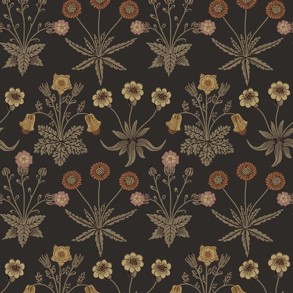 Morris & Co. Daisy Chocolate and Paprika Peel and Stick Wallpaper