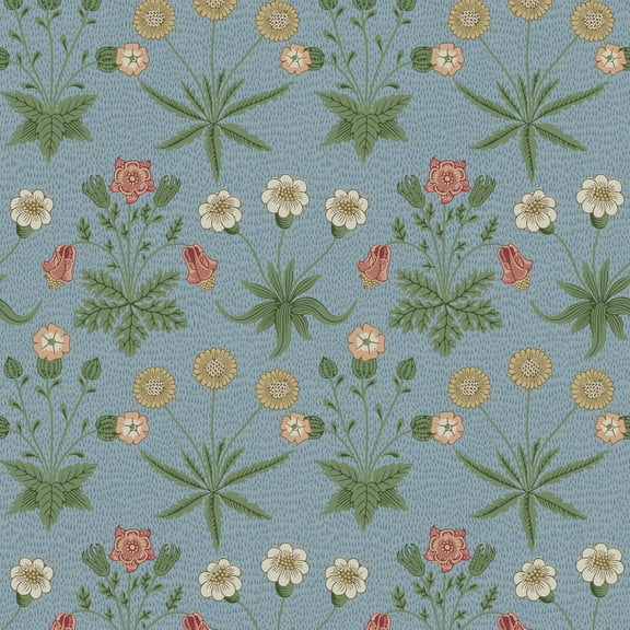 Morris & Co. Daisy Wedgwood and Coral Peel and Stick Wallpaper