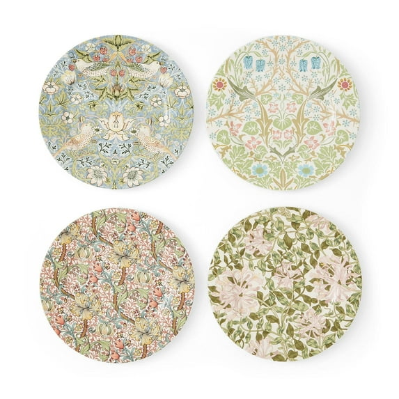 Morris & Co. Dessert Plates Set of 4 8-Inch Round Plates for Dessert, Appetizers, and Dinner Made of Fine Porcelain Dishwasher and Microwave Safe