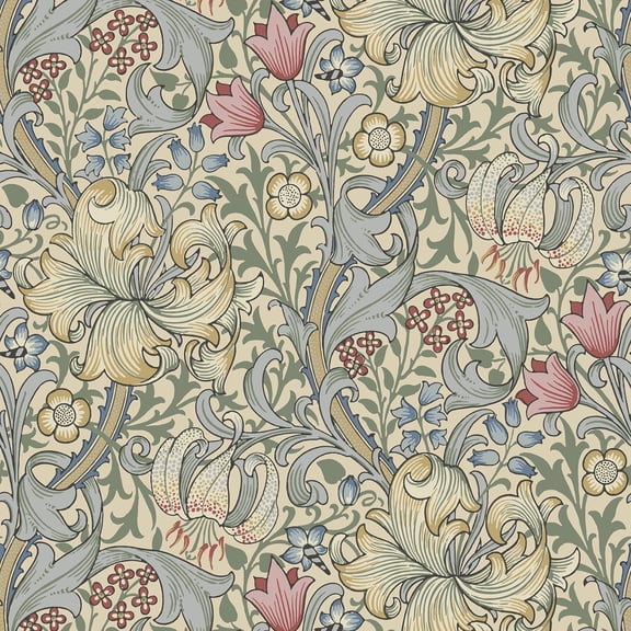Morris & Co. Golden Lily Linen Peel and Stick Wallpaper