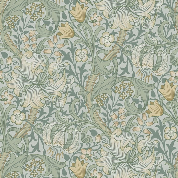 Morris & Co. Golden Lily Sea Glass Peel and Stick Wallpaper