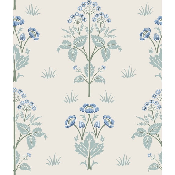 Morris & Co. Meadow Sweet Chalk and Wedgwood Peel and Stick Wallpaper