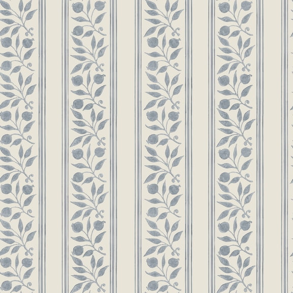 Morris & Co. Rosehip Stripe China Blue Peel and Stick Wallpaper