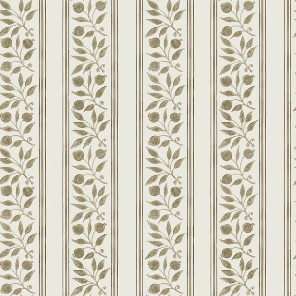 Morris & Co. Rosehip Stripe Flax Peel and Stick Wallpaper