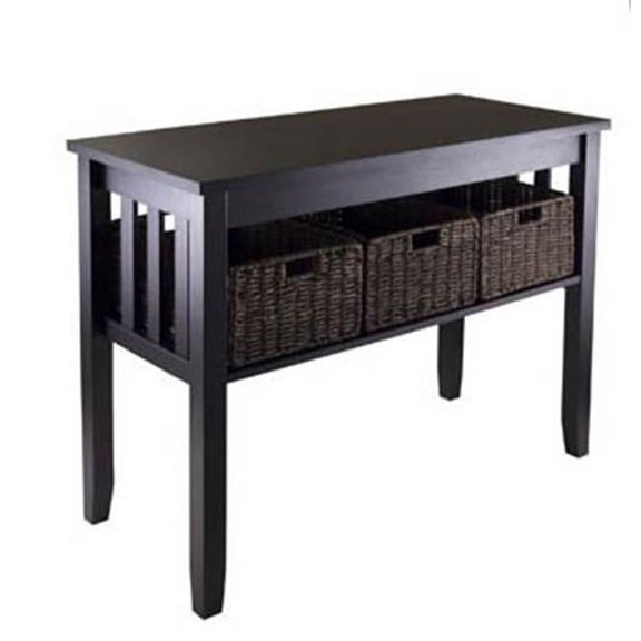 Morris Console Hall Table with 3 Foldable Baskets