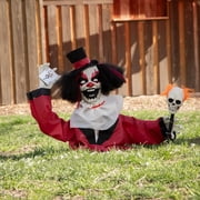 19 1/2 Groundbreaker Black, Red & White Clown Animated Prop Halloween Decoration