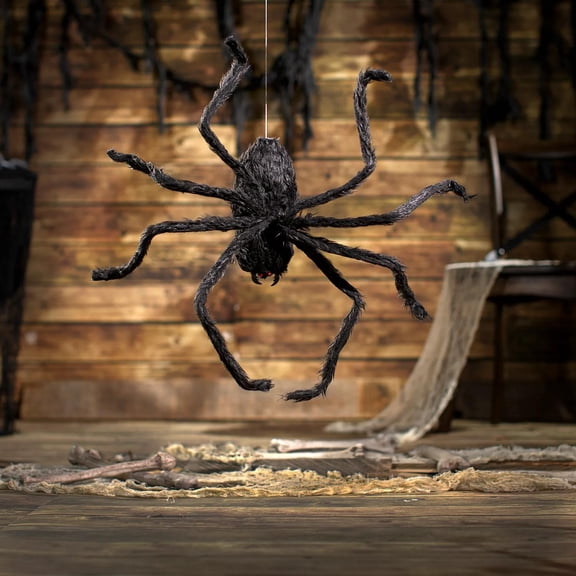 Morris Costumes 2.6 ft Animated Hairy Black Spider - Black
