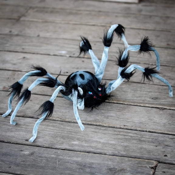 Morris Costumes 2.6 ft Gray and Black Hairy Walking Spider - White