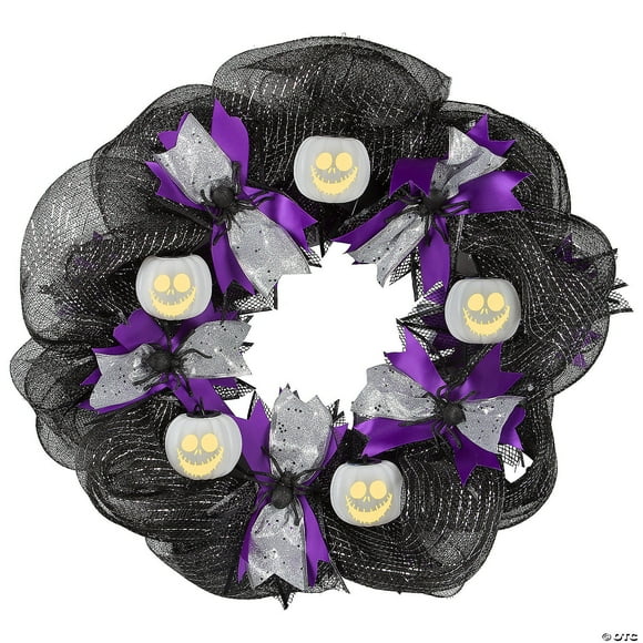 Morris Costumes - 22" EmoteglowT Jack Skellington Musical Lighted Wreath Decoration - One Size