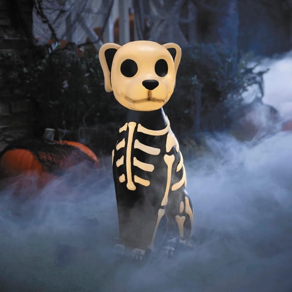 Halloween Skeleton Dog LED Light-Up Decoration - White