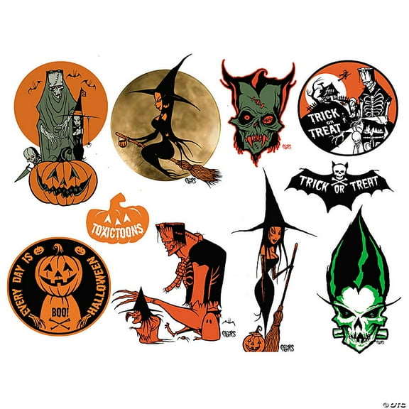 Morris Costumes MATTEP131 3 in. Toxic Toons Character PVC Sticker - Pack of 9