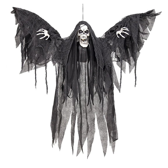 Morris Costumes 3 ft Hanging Animated Winged Reaper - Gray