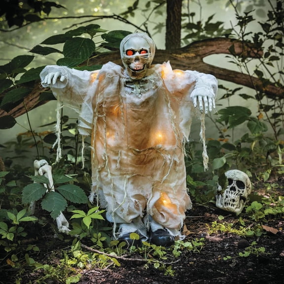 Halloween Skeleton Mummy Standing Light-Up Decoration - Brown