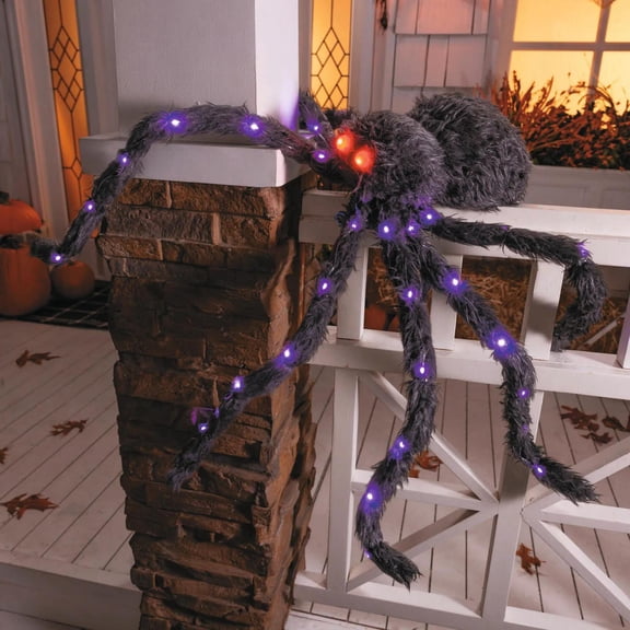 ATC 4 Ft. 3" Light-Up Fuzzy Black Spider Halloween Decoration - Black