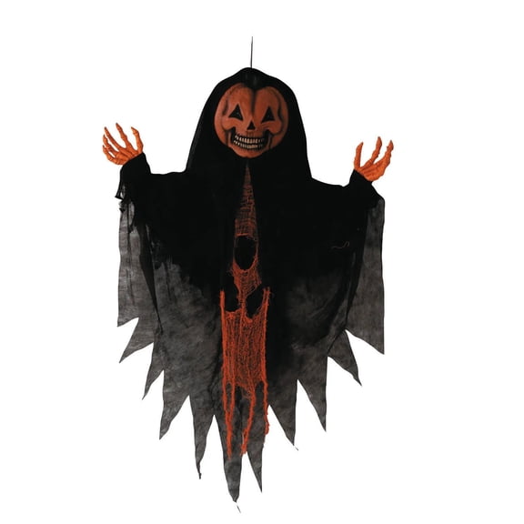 ATC Halloween Orange Pumpkin Man Hanging Shaking Decoration - Orange
