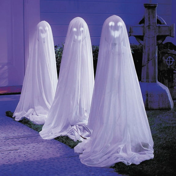 ATC Halloween White Ghosts Talking Light-Up Set of 3 - White