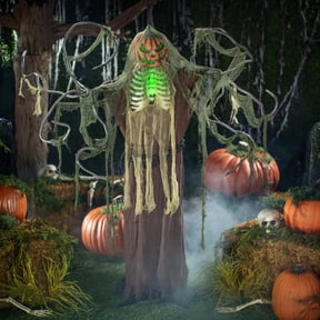7 Ft. 2 1/2" Light-Up Jack-O'-Lantern Man Animated Prop Standing Halloween Decoration