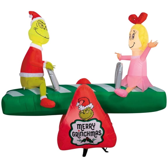 5 Ft. 4" Airblown Inflatable Dr. Seuss How the Grinch Stole Christmas Grinch & Cindy Teeter Totter Outdoor Decoration