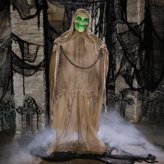 5 Ft. 5" Animated Standing Reaper with Chain Halloween Decoration