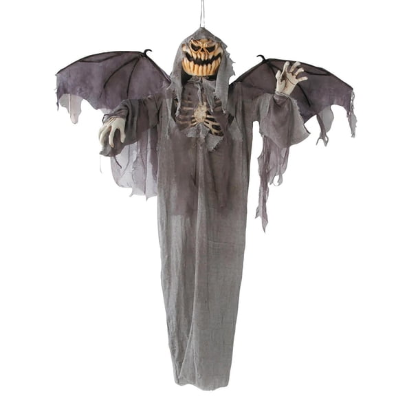 Jack-O'-Lantern Skeleton Scarecrow with Wings Halloween Costume Scarecrow - Gray One Size