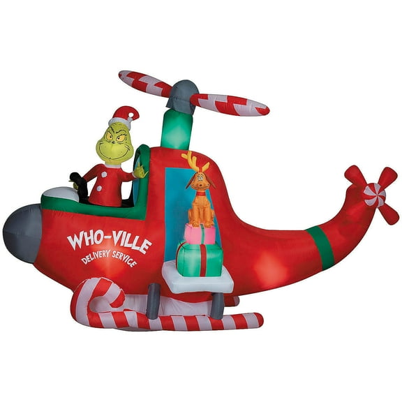 Gemmy Grinch Helicopter Inflatable Christmas Decoration - 6 ft 3 in