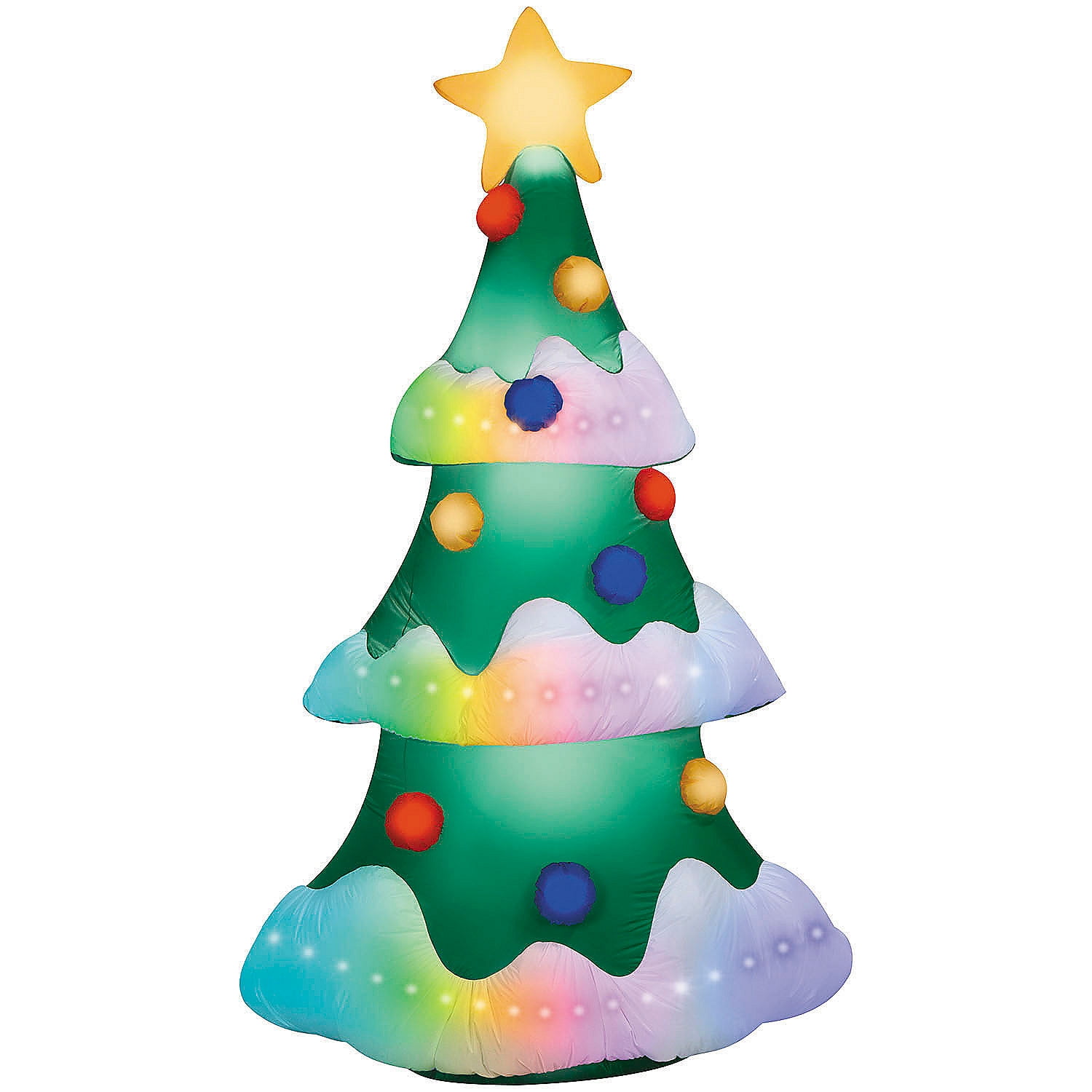 Gemmy 9 Ft. Inflatable Rainbow Wave Lightshow Christmas Tree Outdoor ...