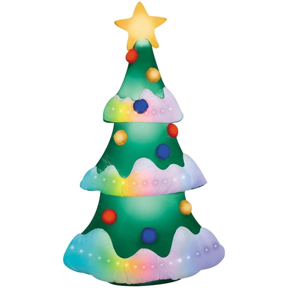 Gemmy 9 Ft. Inflatable Rainbow Wave Lightshow Christmas Tree Outdoor Yard Decoration