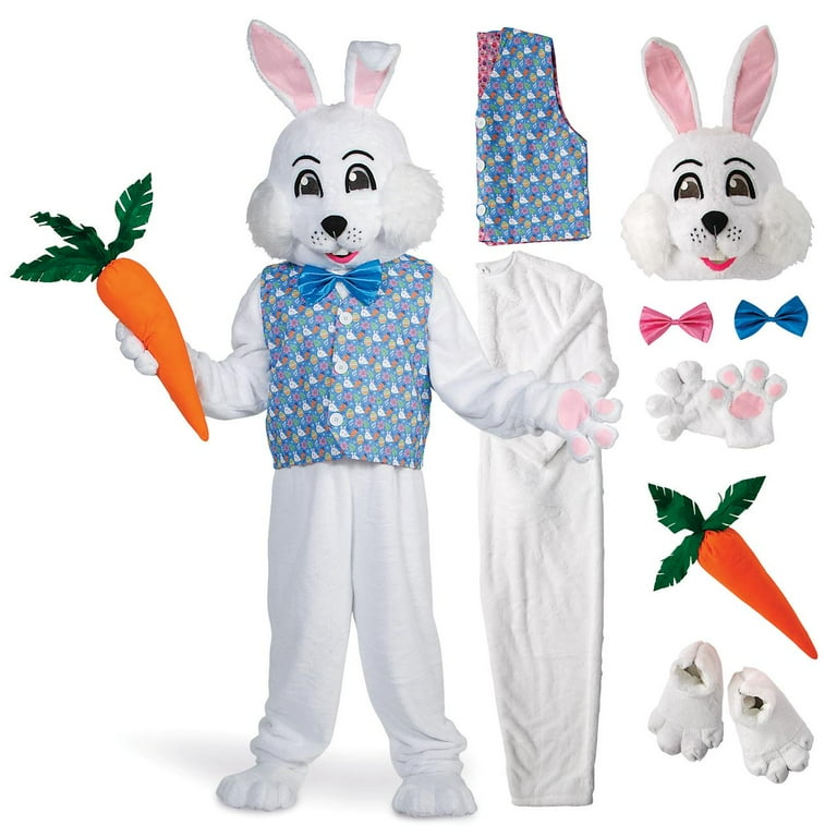 Bunny Mascot Costume Adult White Jumpsuit Bunny Mascot Costume Adult White Jumpsuit