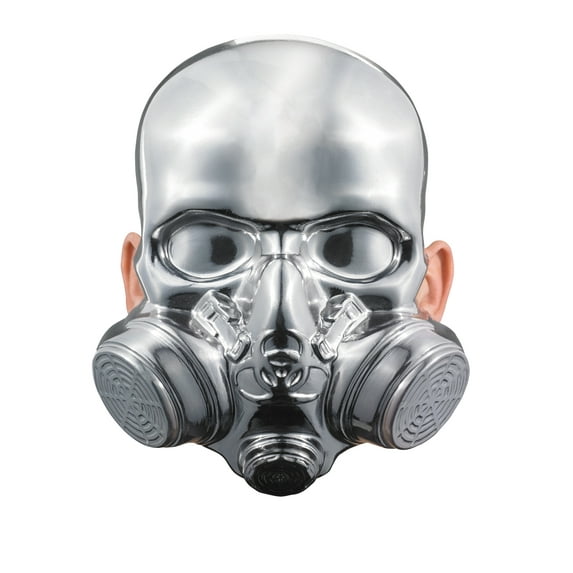 Adult Bio-Hazard Silver Chrome Halloween Costume Gas Mask Gasmask