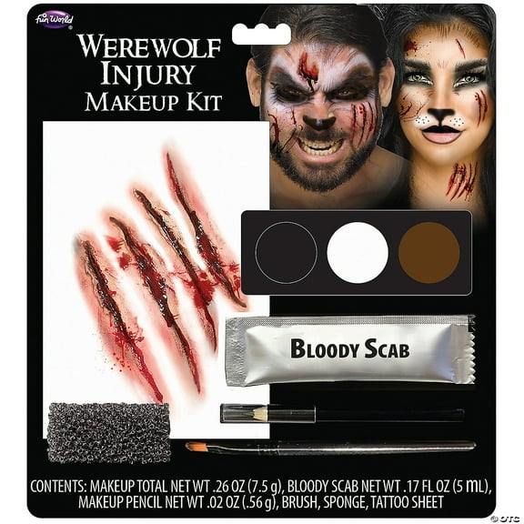 Morris Costumes - Deadly Character Werewolf Injury Makeup Kit - One Size