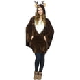 thumbnail image 1 of Fun World Womens Christmas Reindeer Hollyday Plush Poncho Holiday Shirt and Hood, 1 of 3