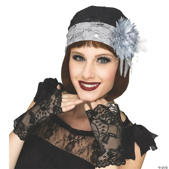 Gray Flapper Cloche Gloves Adult Halloween Accessory
