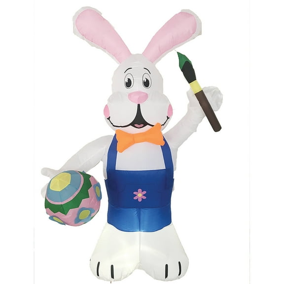 Morris Costumes Inflatable Easter Bunny with Paintbrush LED Lighted Easter Yard Decoration - 7 ft