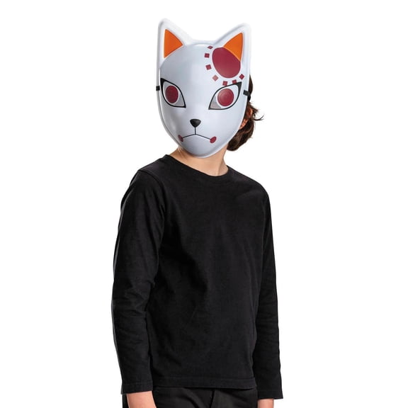 Demon Slayer Boys' Tanjiro Kamado Fox Warding Mask Halloween Costume Mask - White - One Size Fits Most