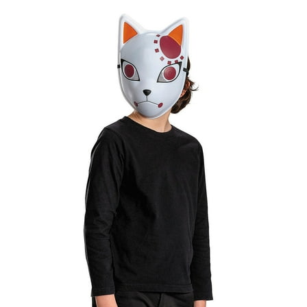 Demon Slayer Boys' Tanjiro Kamado Fox Warding Mask Halloween Costume Mask - White - One Size Fits Most