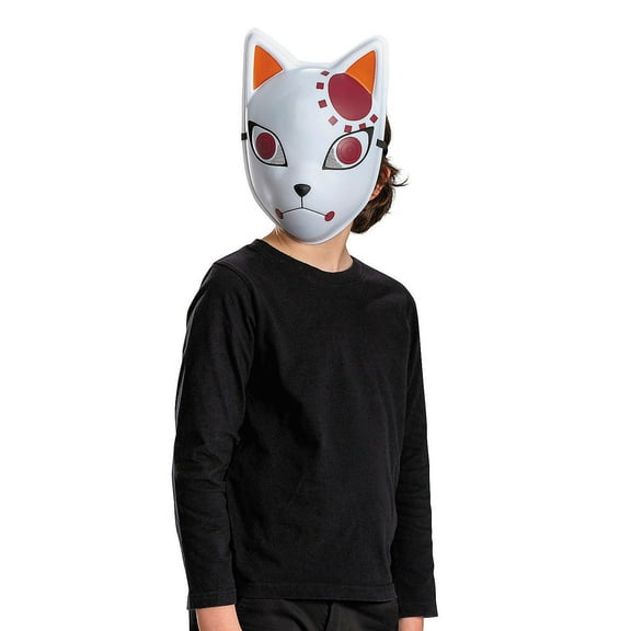 Demon Slayer Boys' Tanjiro Kamado Fox Warding Mask Halloween Costume Mask - White - One Size Fits Most