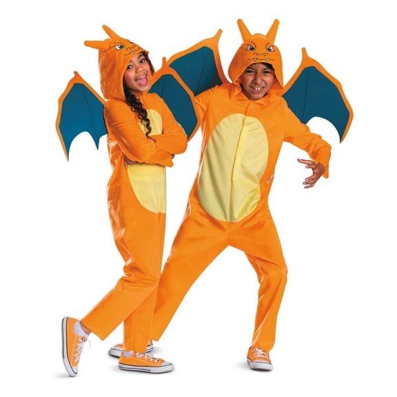 Kids Pok'emon Charizard Hooded Jumpsuit Costume - Large 10-12