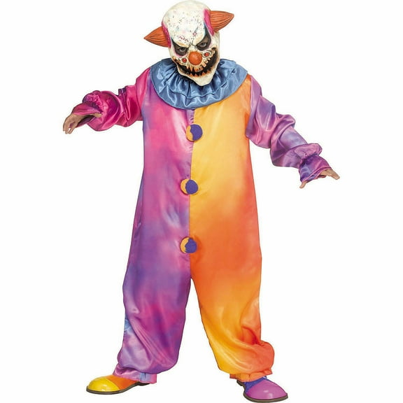 Fun World Kids' Tie-Die Clown Halloween Costume Jumpsuit - Multicolored  8-10