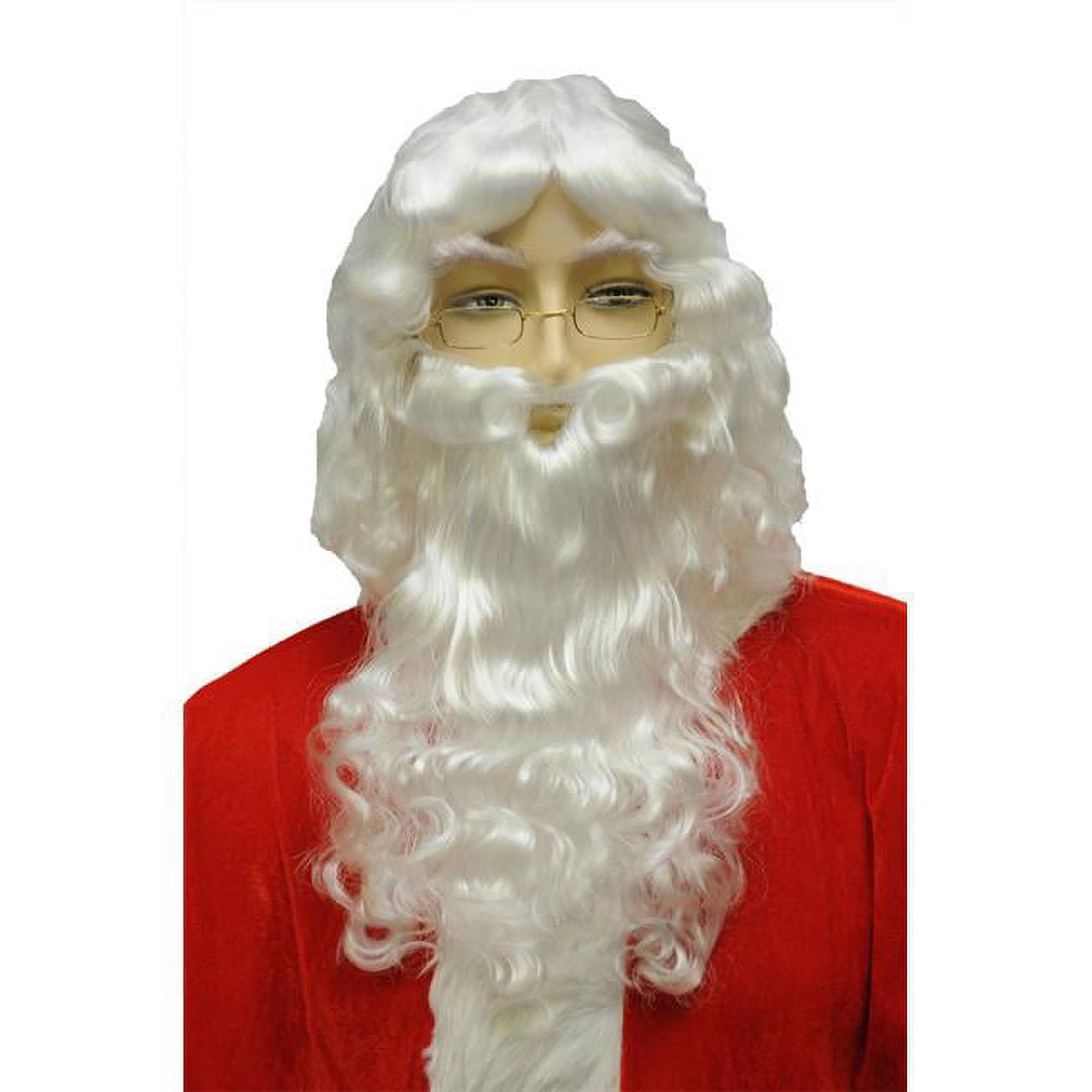 Long Curly White Synthetic Santa Beard