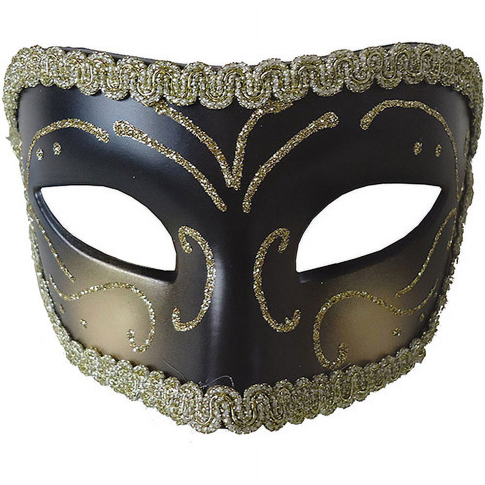 Morris Costumes Medieval Opera Mask Gold Black - Walmart.com