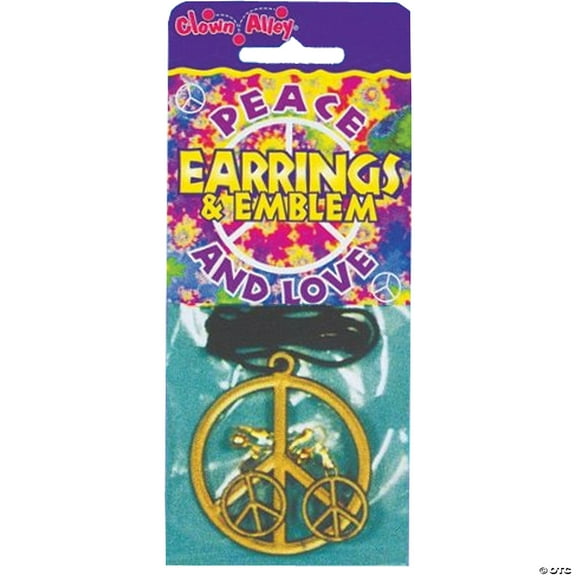 Morris Costumes Peace Necklace Earring Set