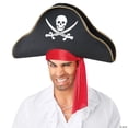 thumbnail image 1 of Morris Costumes SEW10115 Adult's Black Pirate Hat with Jolly Roger, 1 of 1