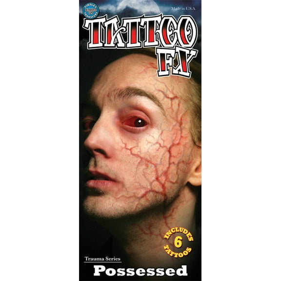 Morris Costumes Possessed Trauma Tattoo One Size Red