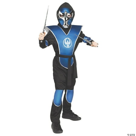 Raven Ninja Blue Chrome Costume Child Medium – Kids Halloween Warrior Outfit