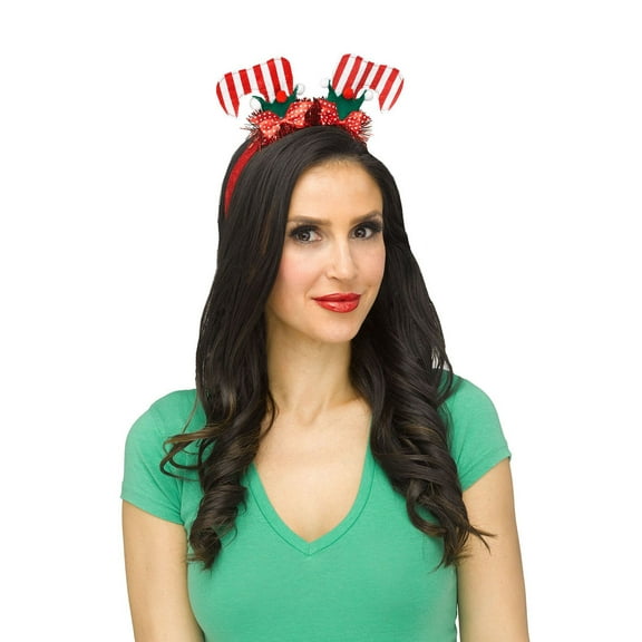 Morris Costumes FW70006E Elf Shoes Holiday Headband - Red, White & Green