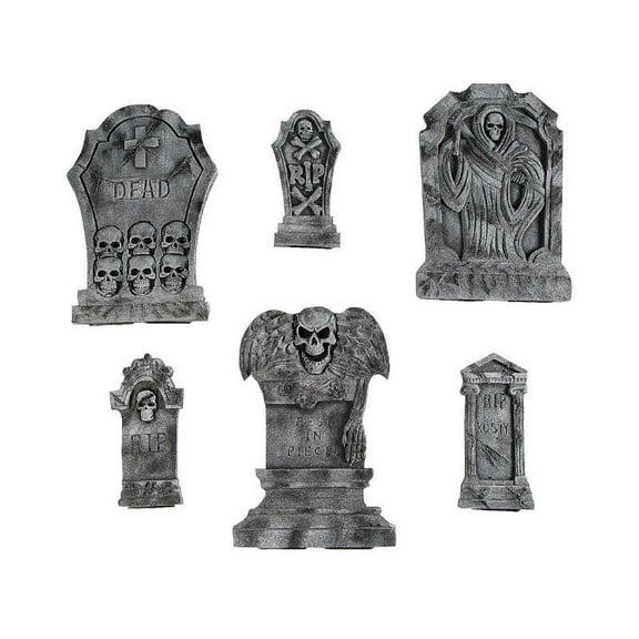 Morris Costumes - Spooky Graveyard Foam Tombstone Halloween Decorations Set 6 Pc. - One Size
