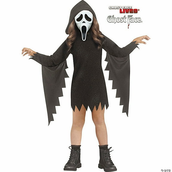 Fun World - Toddler Ghost Face Glitter Bling Hooded Dress Costume - Small 2T